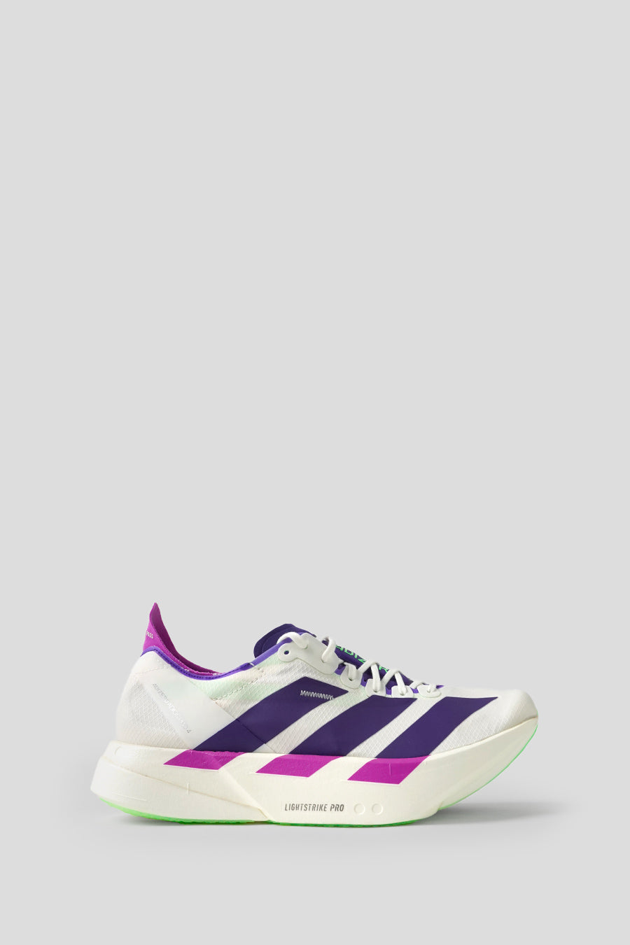 ADIDAS - CORE WHITE, COLLEGIATE PURPLE ET LIME BURST ADIZERO ADIOS PRO 4 M SNEAKERS LE LABO STORE ADIDAS - CORE WHITE, COLLEGIATE PURPLE ET LIME BURST ADIZERO ADIOS PRO 4 M SNEAKERS LE LABO STORE