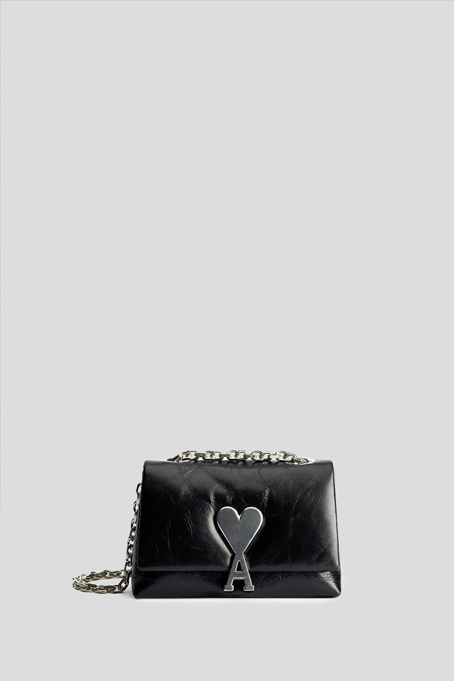 FAUX PATENT LEATHER HEART CROSSBODY BAG - Off White