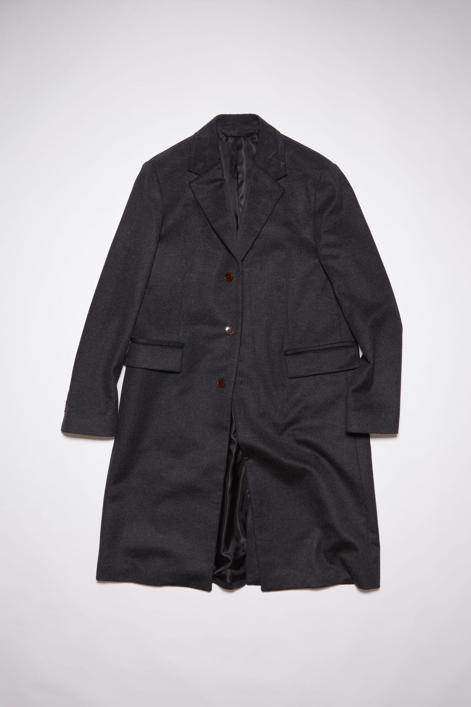 ACNE STUDIOS MANTEAU EN LAINE À SIMPLE BOUTONNAGE GRIS