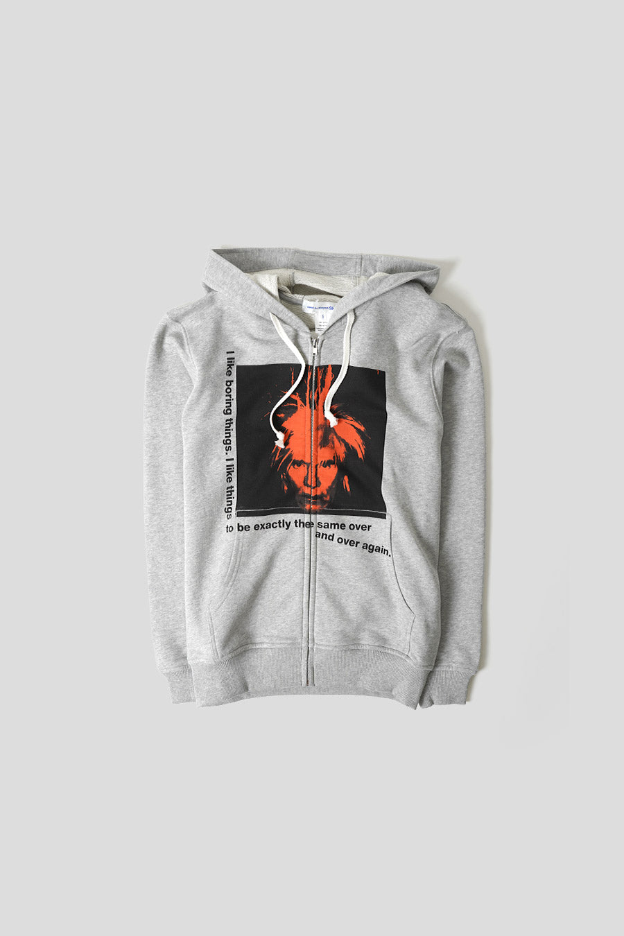 Comme des garçons SHIRT HEATHERED GREY ANDY WARHOL ZIPPED HOODIE