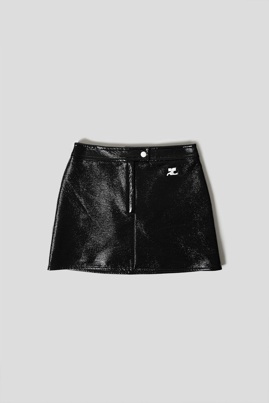 Faux Leather Vinyl Skater Skirt - Black