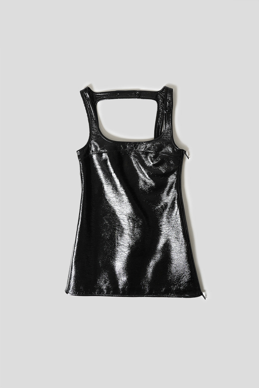 COURRGES - TRAPEZE VINYL DRESS BLACK REEDITION LE LABO STORE COURRGES - TRAPEZE VINYL DRESS BLACK REEDITION LE LABO STORE