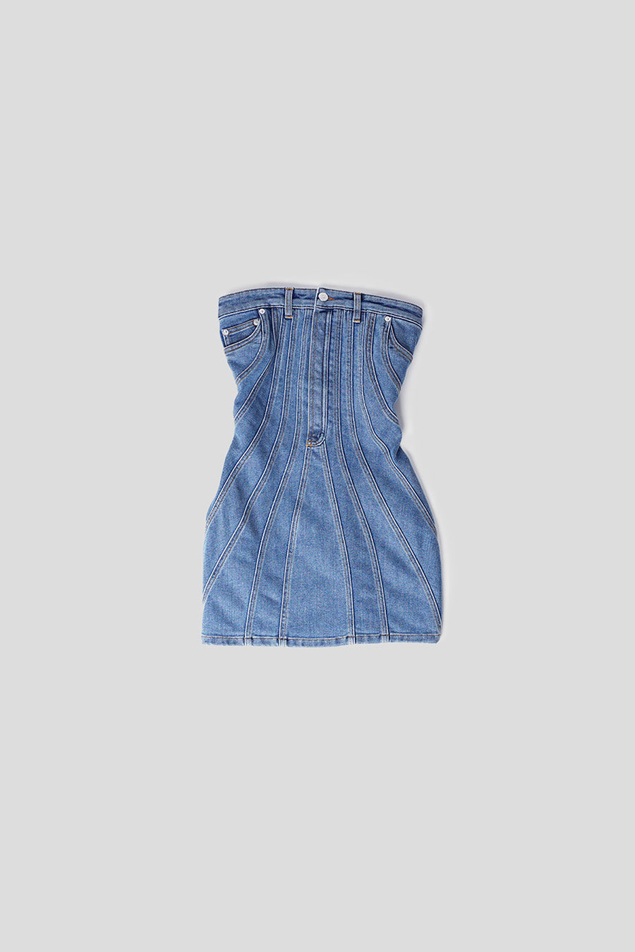 mugler dress denim Sequin Open-Back Denim Dress, S/S 1999 - Thierry Mugler