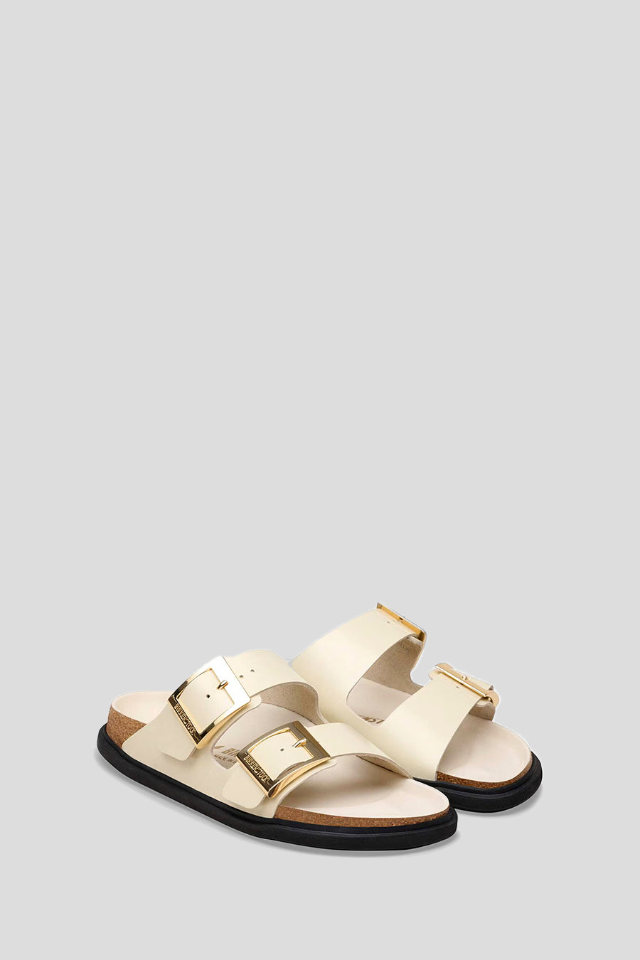 BIRKENSTOCK - HIGH-SHINE ECRU ARIZONA DROPLET BUCKLE SANDALS - LE LABO STORE