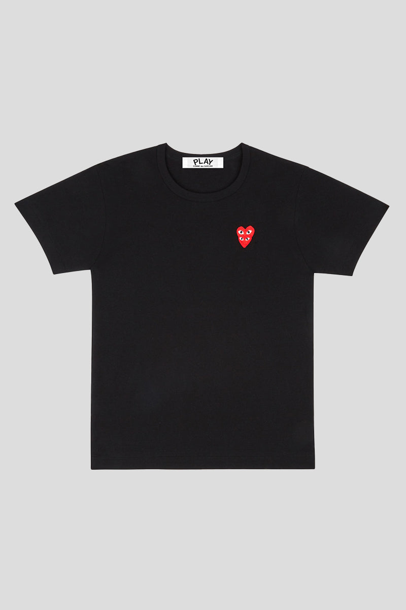 Comme des garçons PLAY - BLACK DUAL HEART RED T-SHIRT - LE LABO STORE