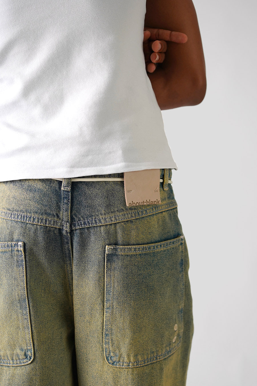 about:blank - WASHED BLUE WIDE LEG DENIM JEAN - LE LABO STORE