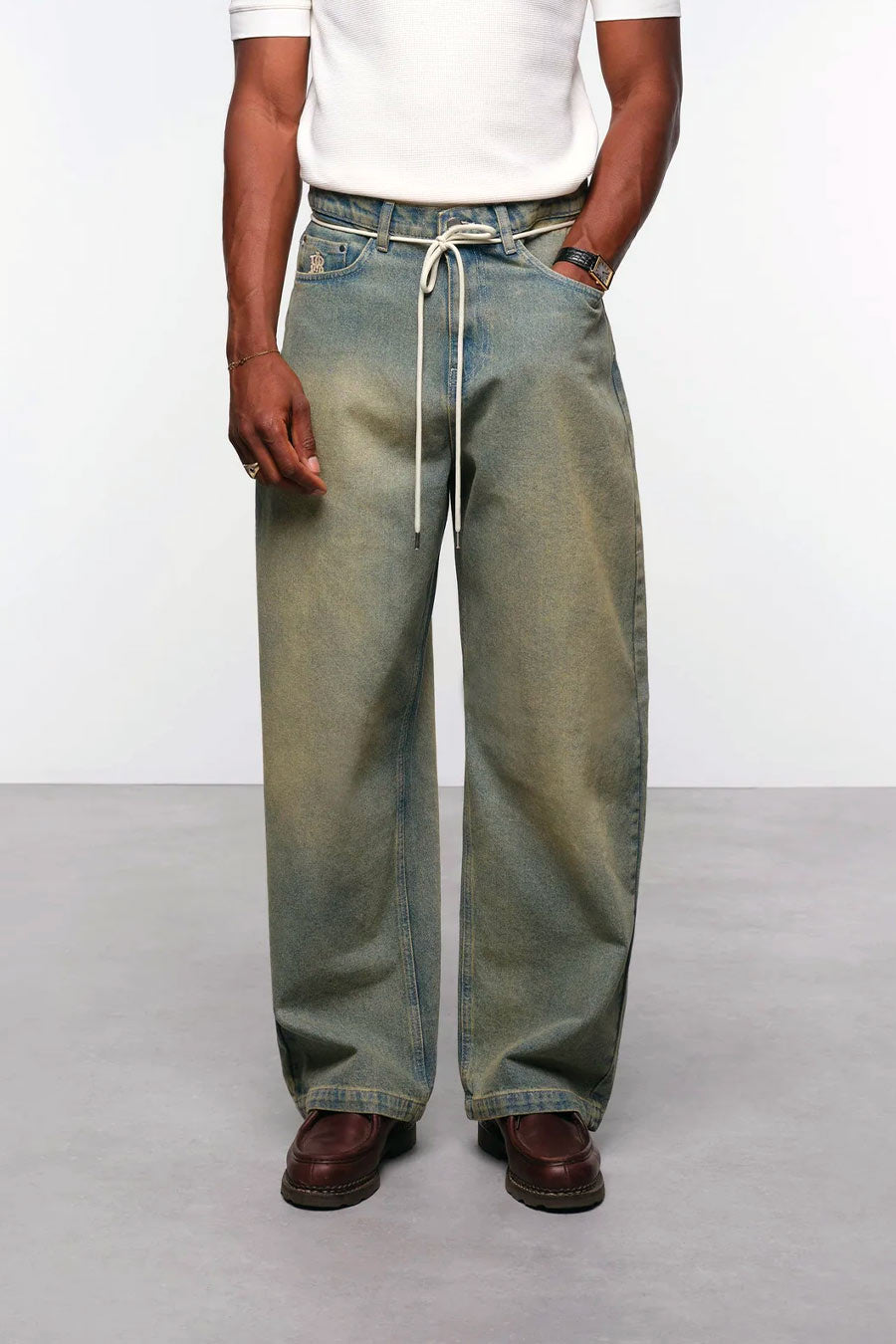 about:blank - JEAN WIDE LEG DIRTY WASH BLUE - LE LABO STORE