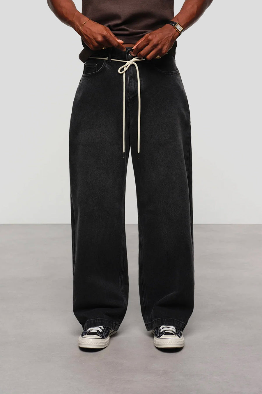 about:blank - JEANS DENIM À JAMBES LARGES NOIR VINTAGE - LE LABO STORE