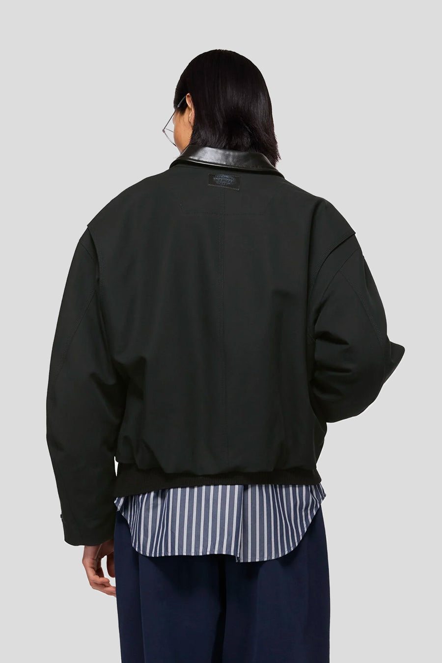 ACNE STUDIOS - BLACK LEATHER COLLAR AVIATOR JACKET - LE LABO STORE
