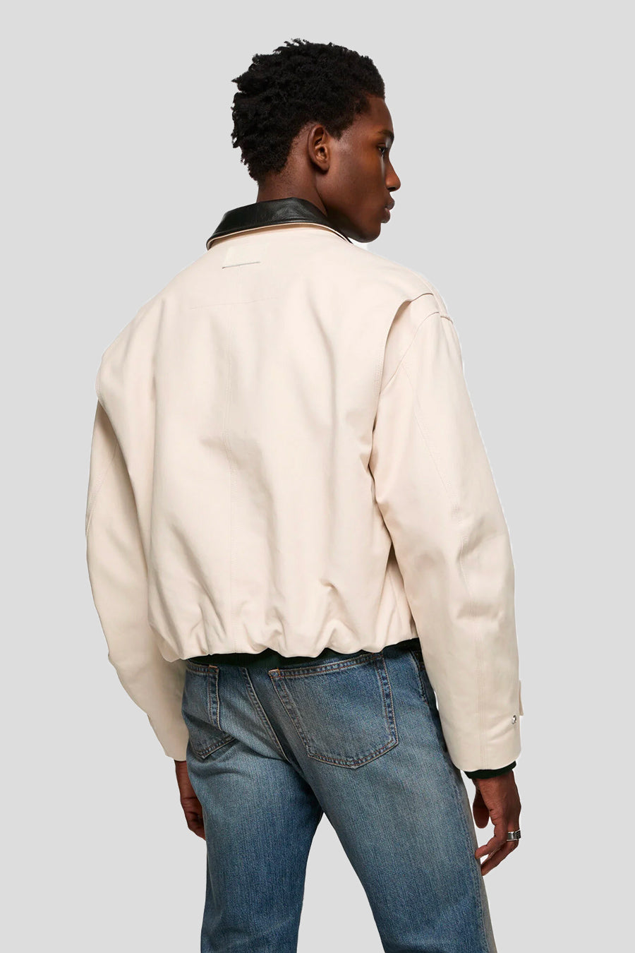 ACNE STUDIOS - TAUPE LEATHER COLLAR AVIATOR JACKET - LE LABO STORE