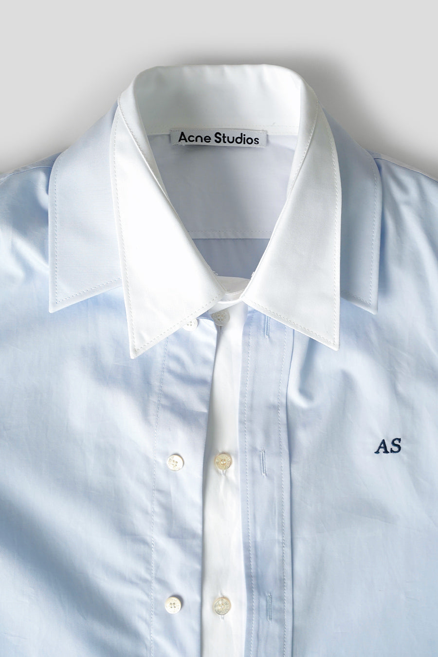ACNE STUDIOS - CHEMISE MANCHES LONGUES LAYERED POPLIN BLEUE ET BLANCHE - LE LABO STORE