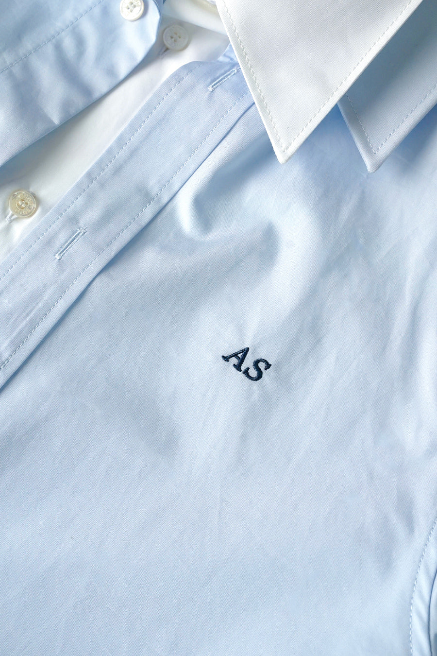 ACNE STUDIOS - CHEMISE MANCHES LONGUES LAYERED POPLIN BLEUE ET BLANCHE - LE LABO STORE
