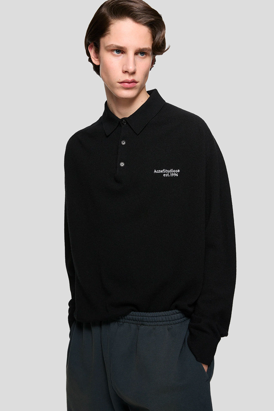 ACNE STUDIOS - BLACK WOOL KNIT POLO - LE LABO STORE