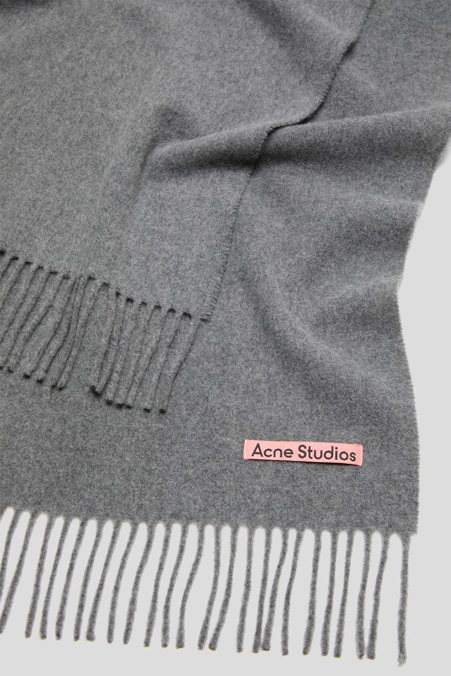 ACNE STUDIOS - ÉCHARPE FINE EN LAINE À FRANGES GRIS FONCÉ - LE LABO STORE
