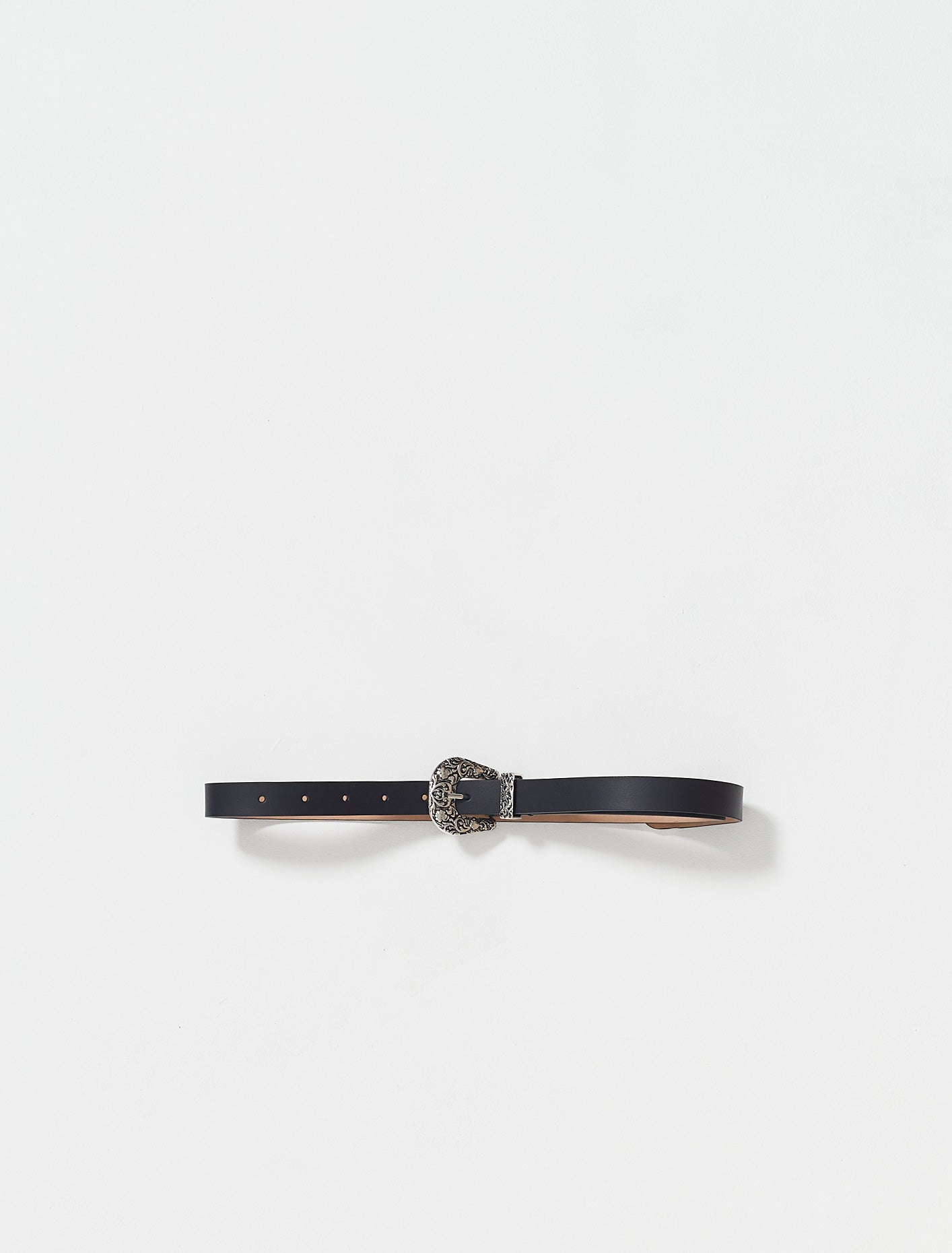 ACNE STUDIOS - LEATHER BELT WITH BLACK ENGRAVED BUCKLE - LE LABO STORE