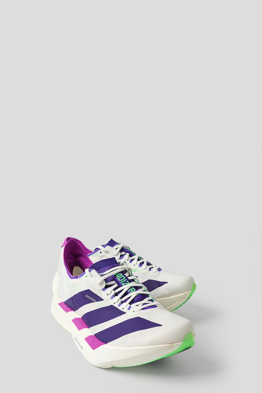 ADIDAS - CORE WHITE, COLLEGIATE PURPLE ET LIME BURST ADIZERO ADIOS PRO 4 M SNEAKERS LE LABO STORE ADIDAS - CORE WHITE, COLLEGIATE PURPLE ET LIME BURST ADIZERO ADIOS PRO 4 M SNEAKERS LE LABO STORE