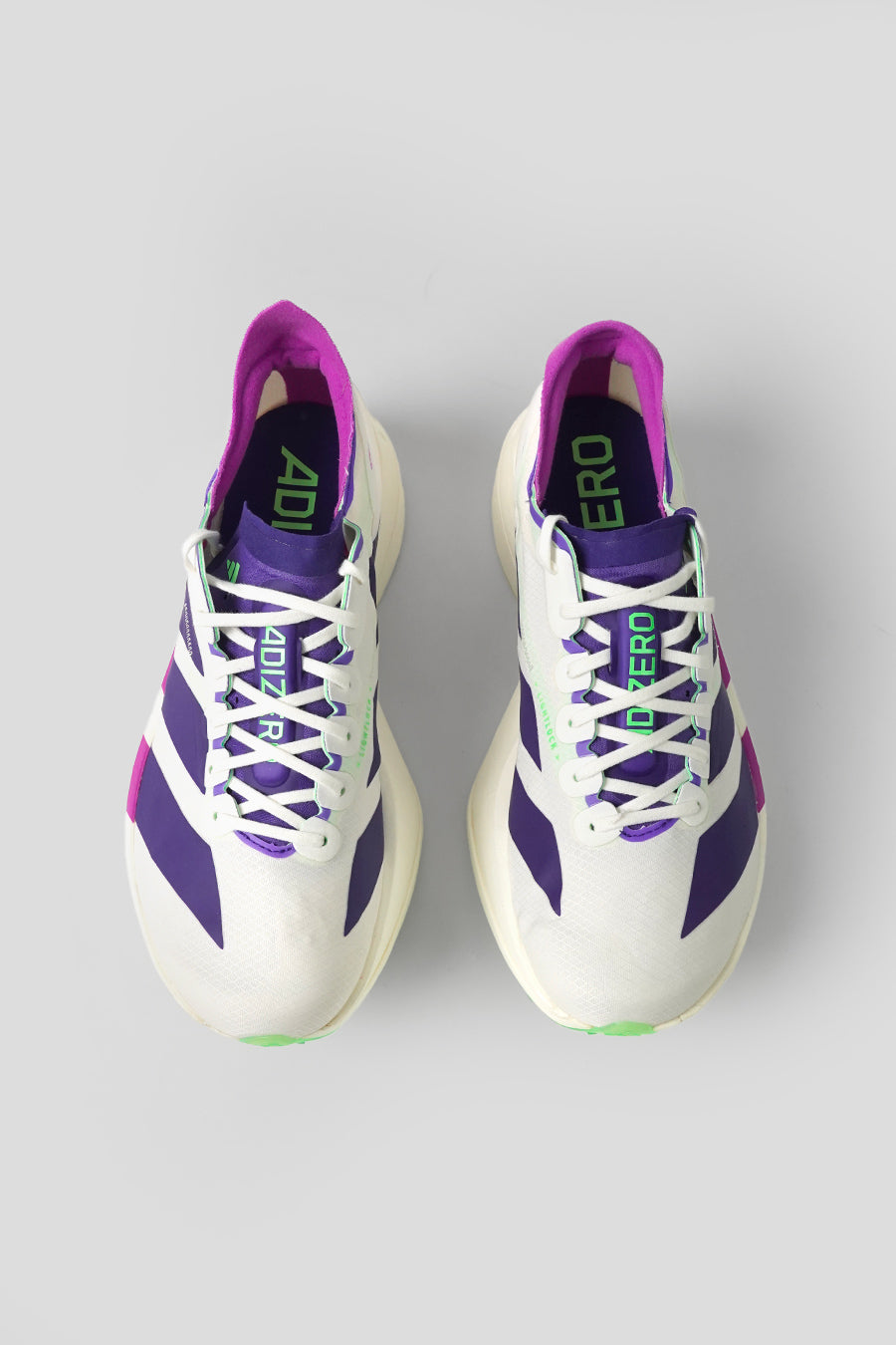 ADIDAS - CORE WHITE, COLLEGIATE PURPLE ET LIME BURST ADIZERO ADIOS PRO 4 M SNEAKERS LE LABO STORE ADIDAS - CORE WHITE, COLLEGIATE PURPLE ET LIME BURST ADIZERO ADIOS PRO 4 M SNEAKERS LE LABO STORE
