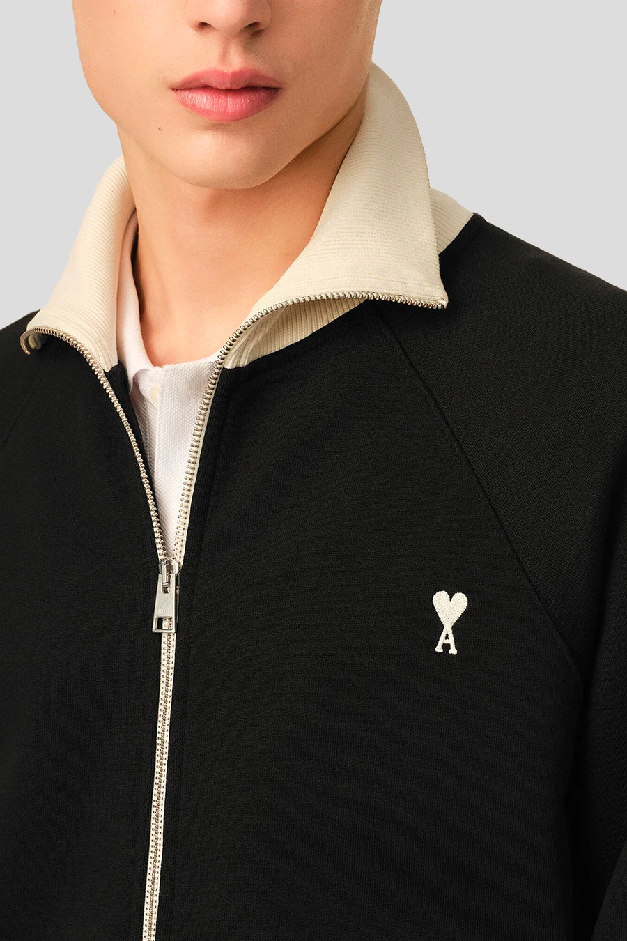 AMI PARIS - CARDIGAN BICOLOR ZIPPED ADC NOIR ET IVOIRE - LE LABO STORE