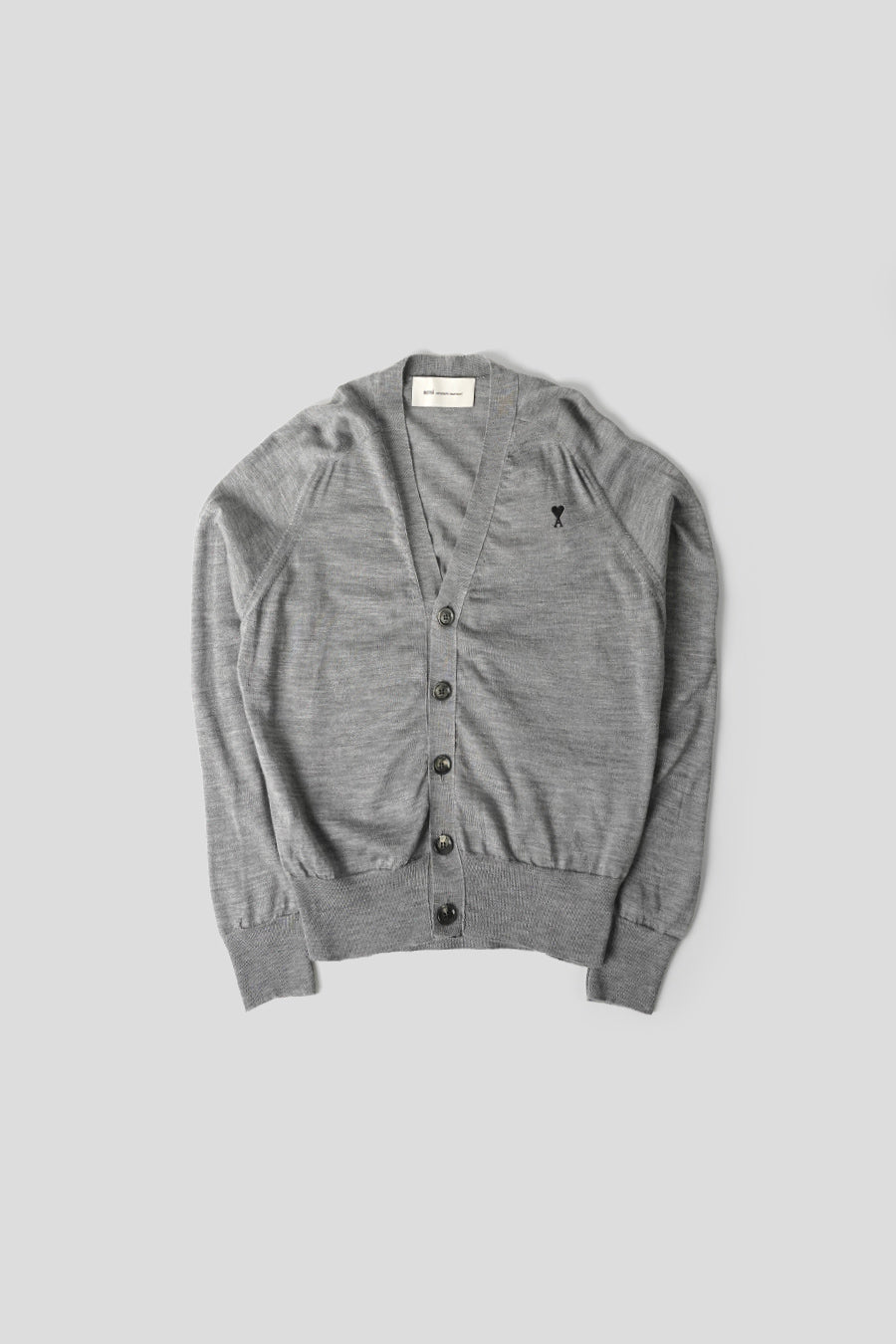 AMI PARIS - CARDIGAN CONTRASTED AMI DE COEUR GRIS CHINE ET NOIR - LE LABO STORE