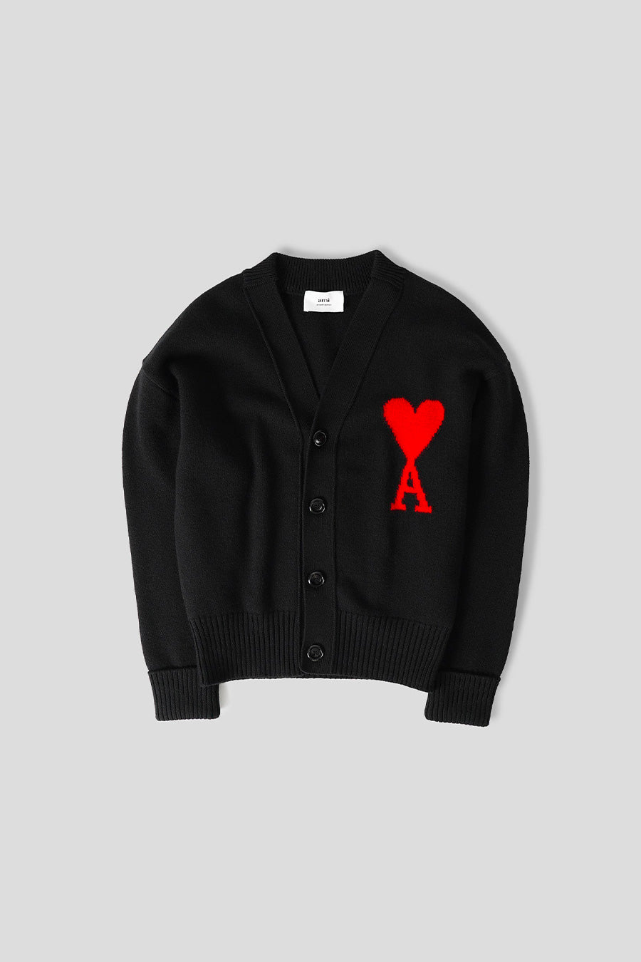 AMI PARIS - BLACK AMI DE COEUR WOOL CARDIGAN - LE LABO STORE