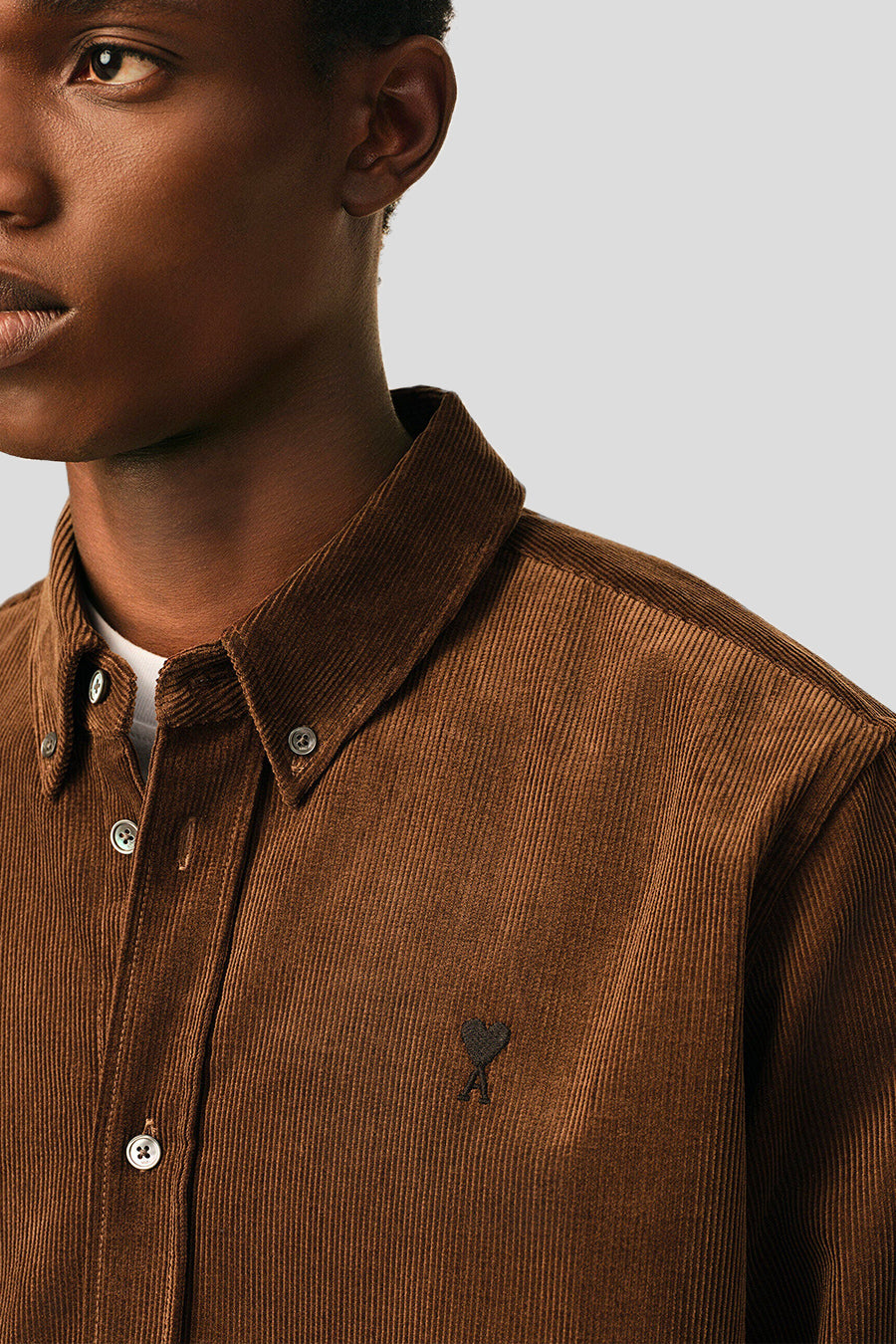 AMI PARIS - CHOCOLATE CONTRASTED ADC BUTTON DOWN COLLAR SHIRT - LE LABO STORE