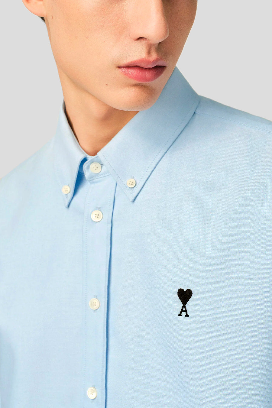 AMI PARIS - SHIRT CONTRASTED ADC BUTTON DOWN COLLAR CLASSIC FIT SKY BLUE - LE LABO STORE