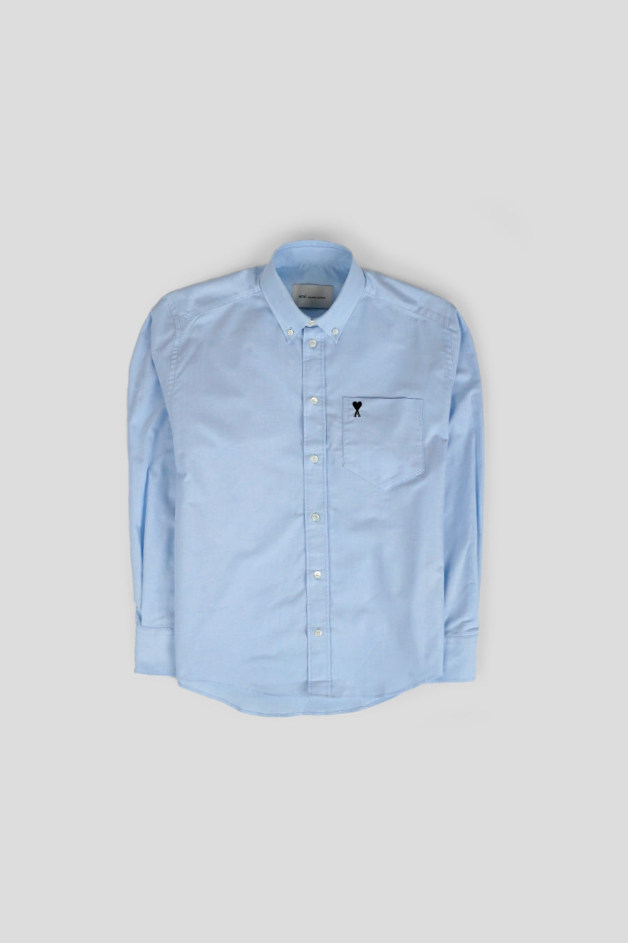 AMI PARIS - CHEMISE MANCHES LONGUES COL BOUTONNÉ AMI DE COEUR BLEU CIEL - LE LABO STORE