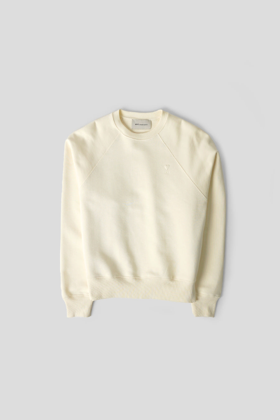AMI PARIS - CREWNECK SMALL EMBOSSED AMI DE COEUR BLANC CREME - LE LABO STORE