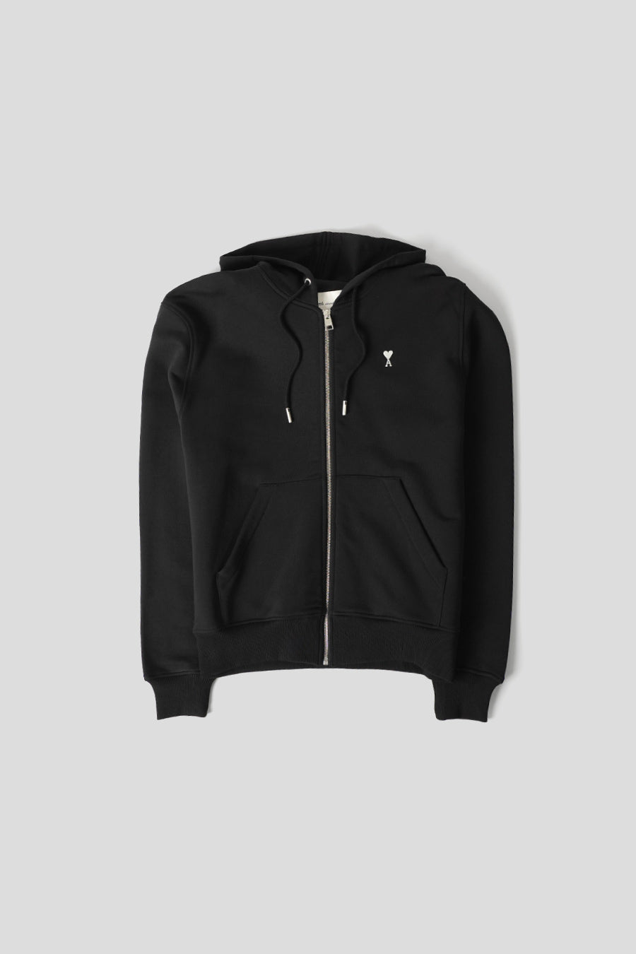 AMI PARIS - BLACK AND WHITE CREAM CONTRASTED AMI DE COEUR ZIP HOODIE - LE LABO STORE