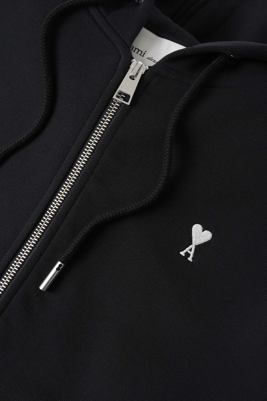 AMI PARIS - BLACK AND WHITE CREAM CONTRASTED AMI DE COEUR ZIP HOODIE - LE LABO STORE