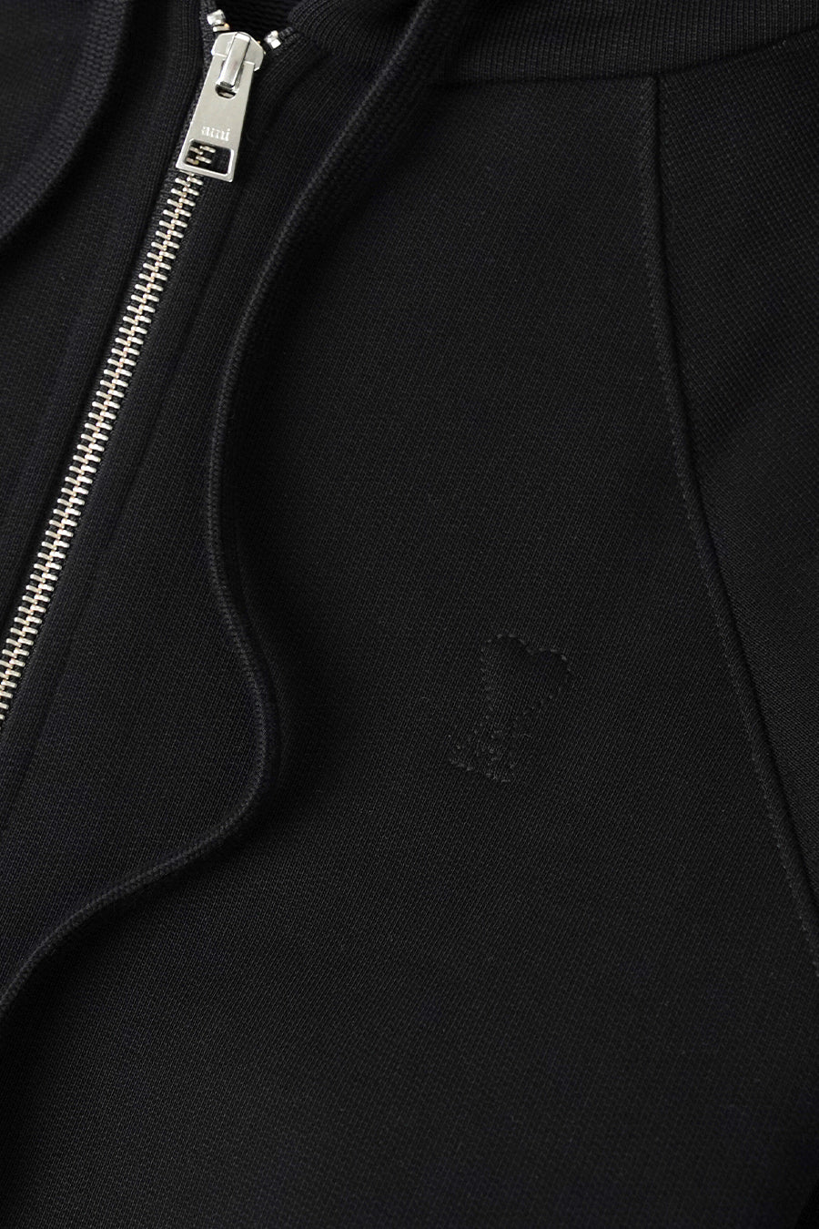AMI PARIS - HOODIE ZIP SMALL EMBOSSED AMI DE COEUR NOIR - LE LABO STORE