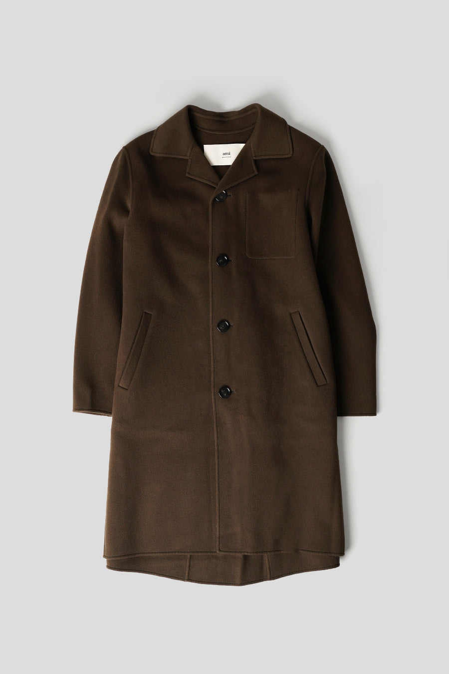 AMI PARIS - MANTEAU CAR COAT CEINTURÉ CAFÉ FONCÉ - LE LABO STORE