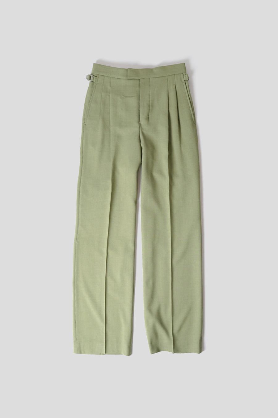 AMI PARIS - OLIVE WOOL AND VISCOSE WIDE-LEG TROUSERS - LE LABO STORE