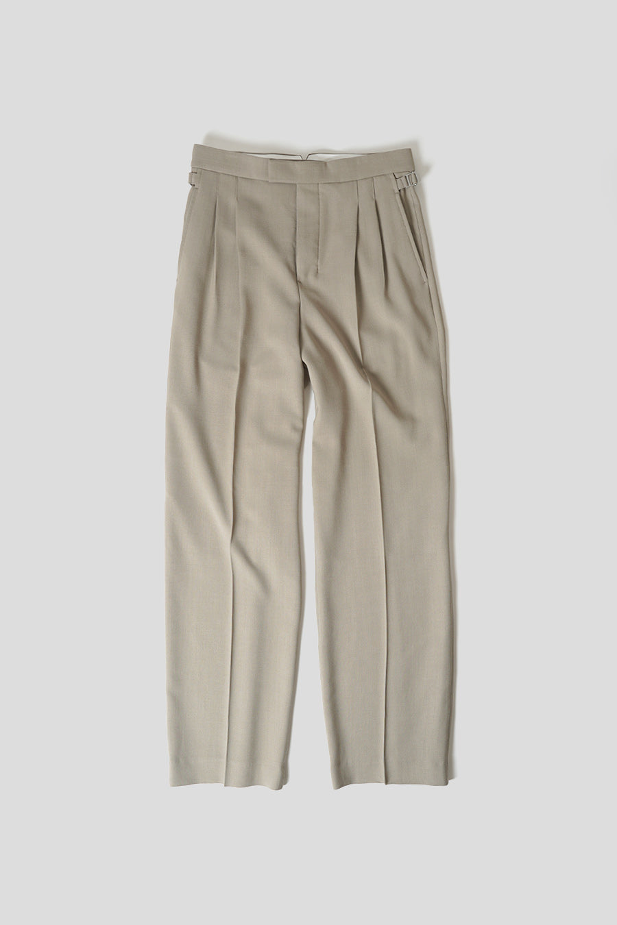 AMI PARIS - WIDE-LEG WOOL AND VISCOSE TAUPE TROUSERS - LE LABO STORE