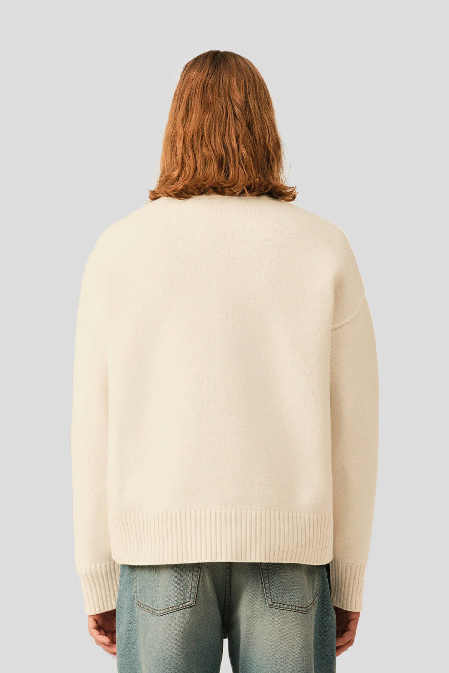 AMI PARIS - POLO KNIT CONTRASTED ADC ECRU AND BLACK - LE LABO STORE