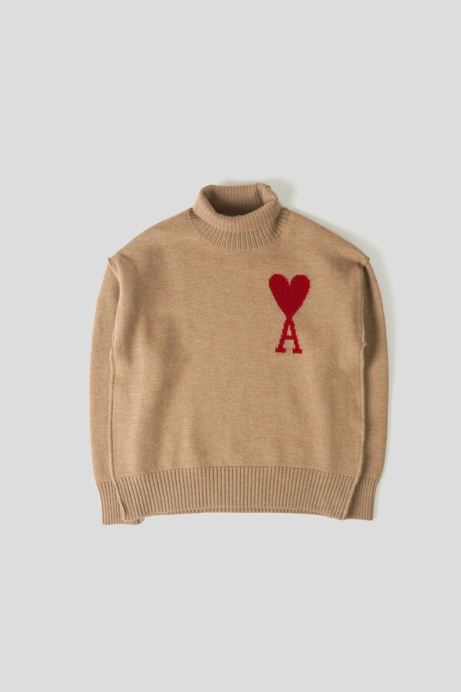 AMI PARIS - PULL COL HAUT AMI DE COEUR CAMEL - LE LABO STORE