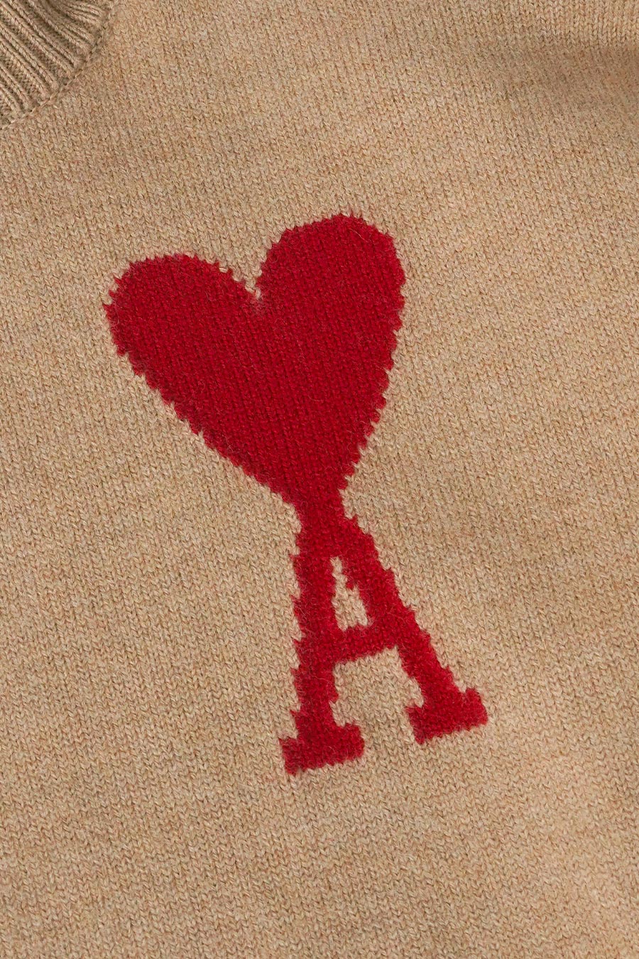 AMI PARIS - PULL COL HAUT AMI DE COEUR CAMEL - LE LABO STORE