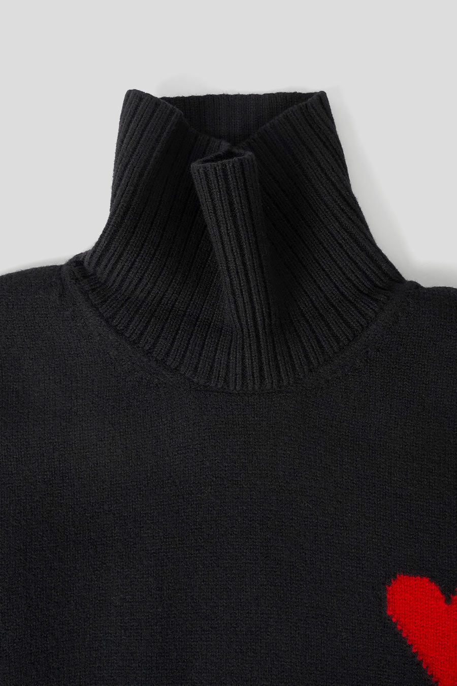 AMI PARIS - PULL COL CHEMINÉ AMI DE COEUR NOIR ET ROUGE - LE LABO STORE