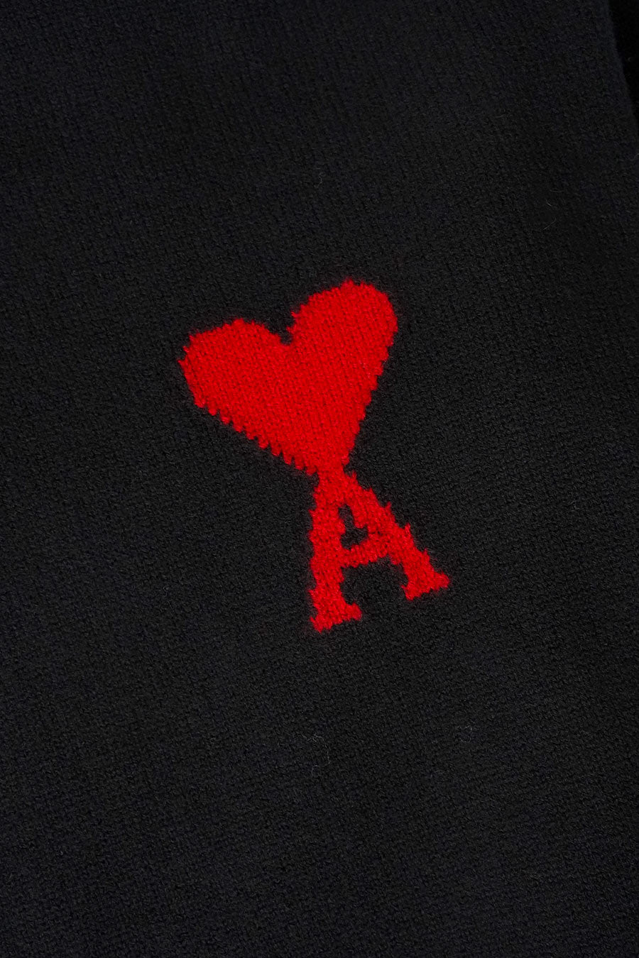 AMI PARIS - PULL COL CHEMINÉ AMI DE COEUR NOIR ET ROUGE - LE LABO STORE