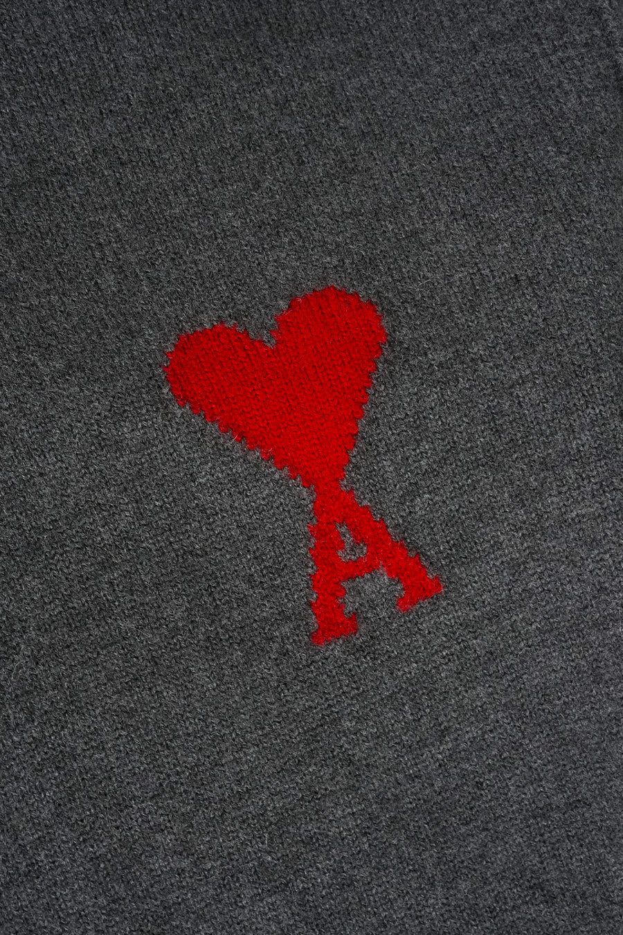 AMI PARIS - PULL COL CHEMINÉE AMI DE COEUR GRIS ET ROUGE - LE LABO STORE