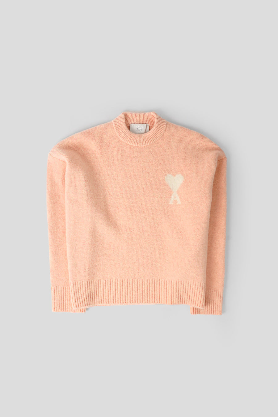 AMI PARIS - PULL COL ROND AMI DE COEUR POUDRE ET ÉCRU - LE LABO STORE