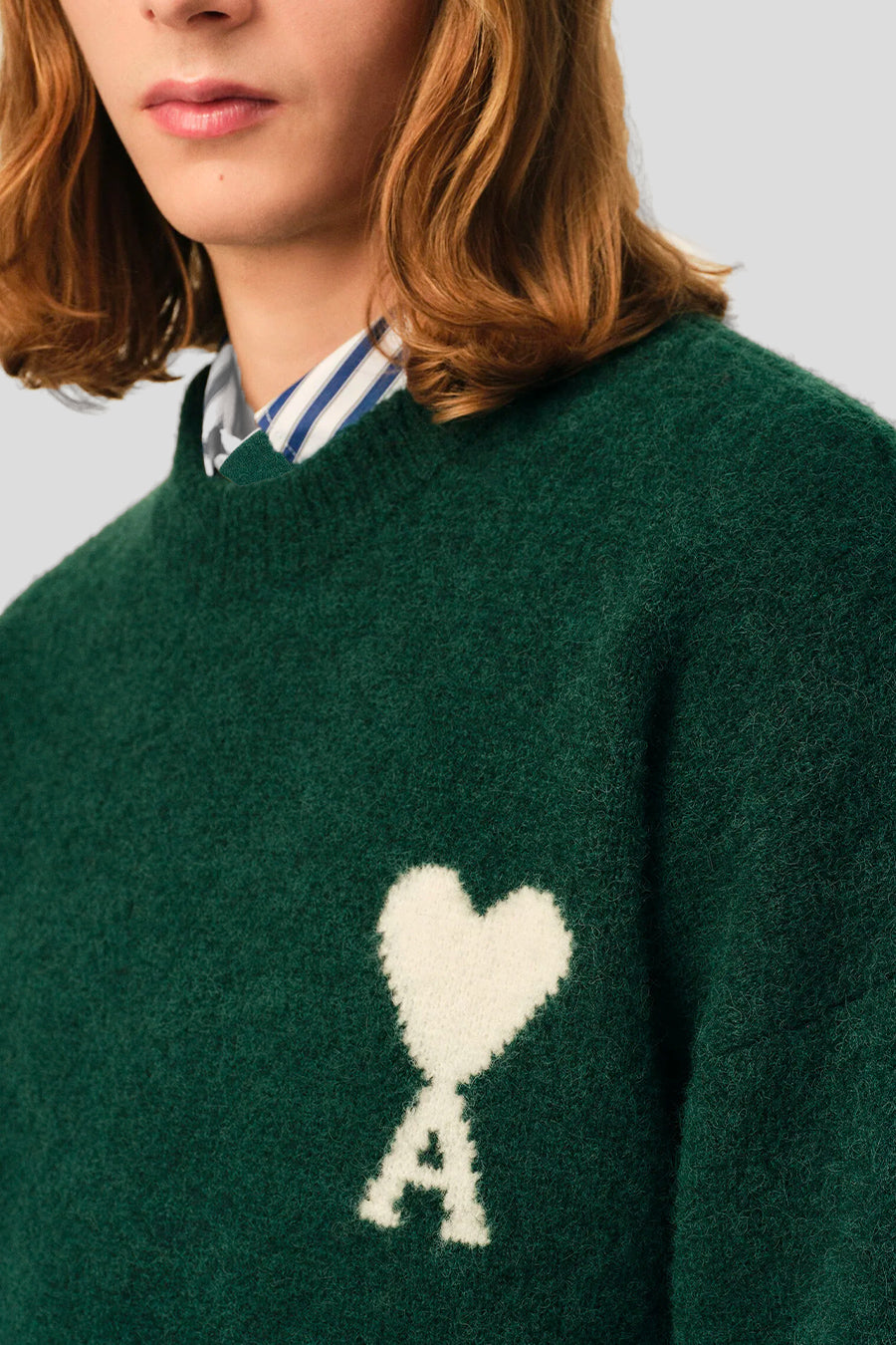 AMI PARIS - AMI DE COEUR CREW NECK SWEATER DARK GREEN - LE LABO STORE