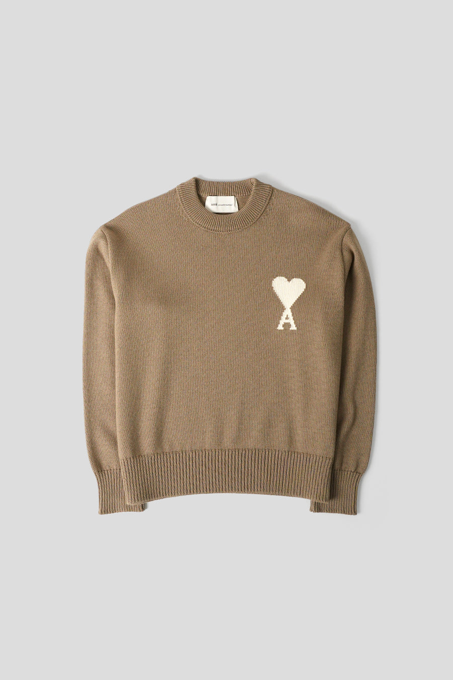 AMI PARIS - TAUPE BEIGE AND OFF-WHITE ROUND NECK AMI DE COEUL PULL - LE LABO STORE