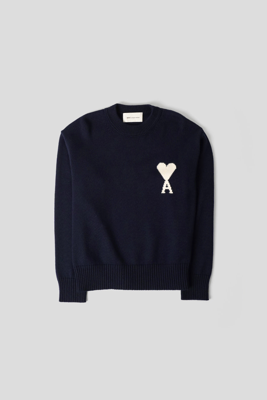 AMI PARIS - NIGHT BLUE AND OFF-WHITE ROUND NECK AMI DE COEUL PULL - LE LABO STORE