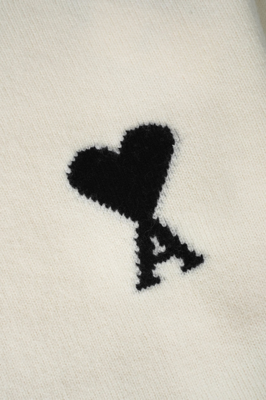 AMI PARIS -  ECRU AND BLACK AMI DE COEUR ROUND-NECK WOOL SWEATER - LE LABO STORE