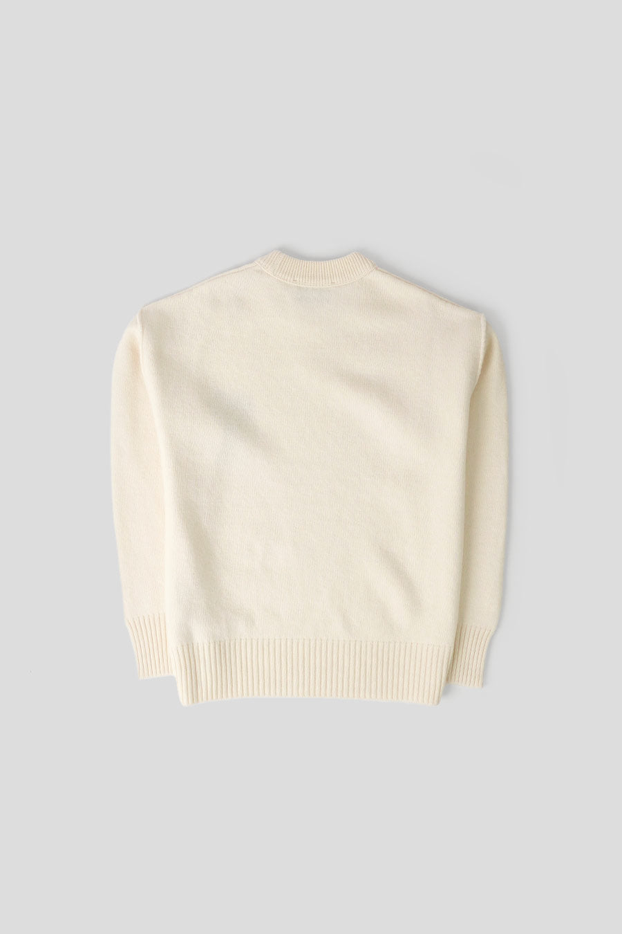 AMI PARIS -  ECRU AND RED AMI DE COEUR ROUND-NECK WOOL SWEATER - LE LABO STORE