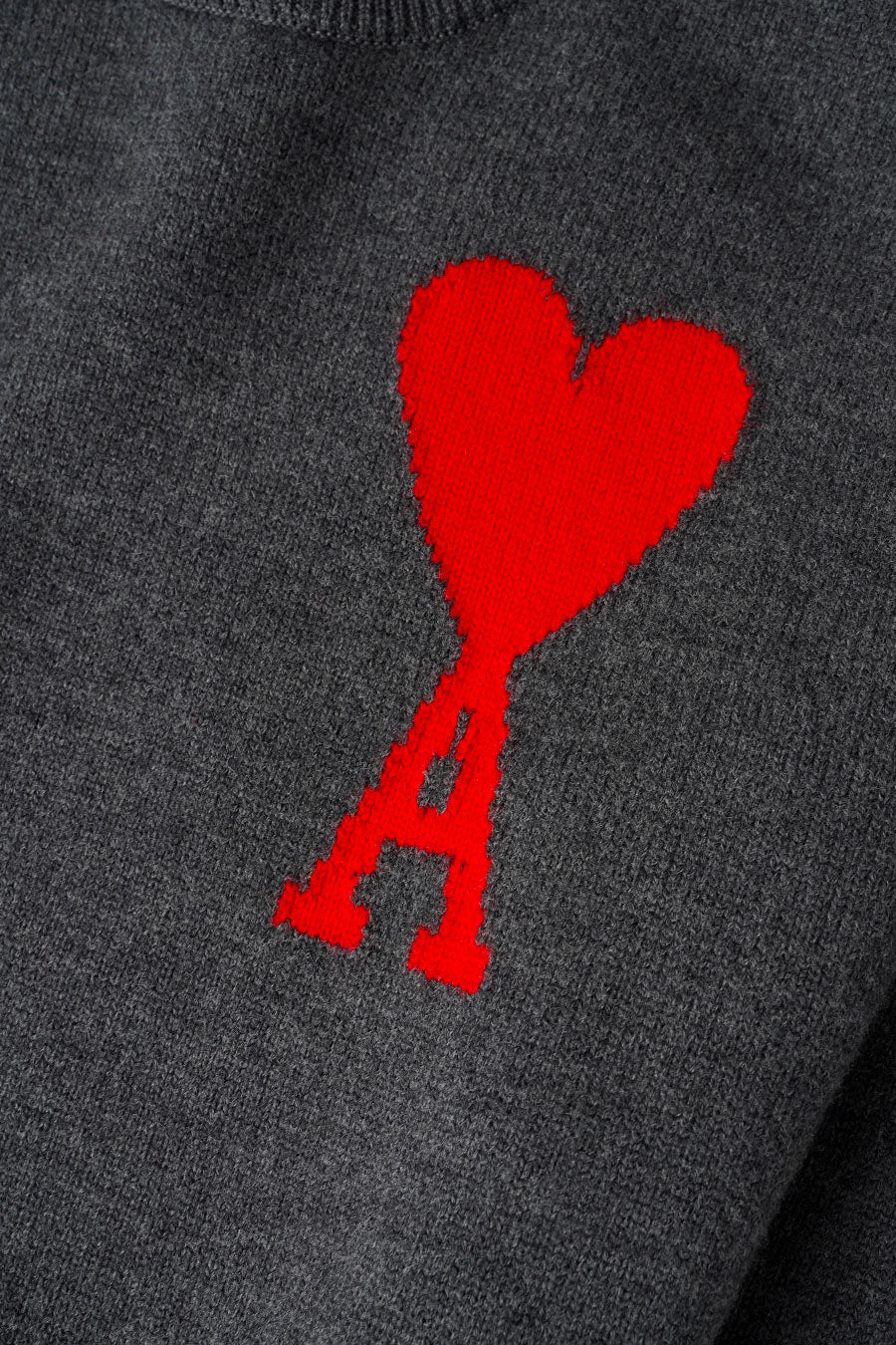 AMI PARIS - PULL EN LAINE AMI DE COEUR GRIS - LE LABO STORE