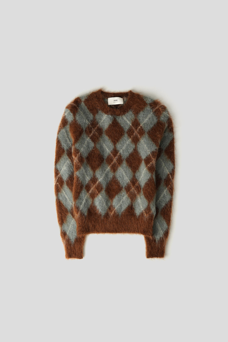 AMI PARIS - PULL MOHAIR ARGYLE FAUVE ET ARGILE ANTIQUE - LE LABO STORE