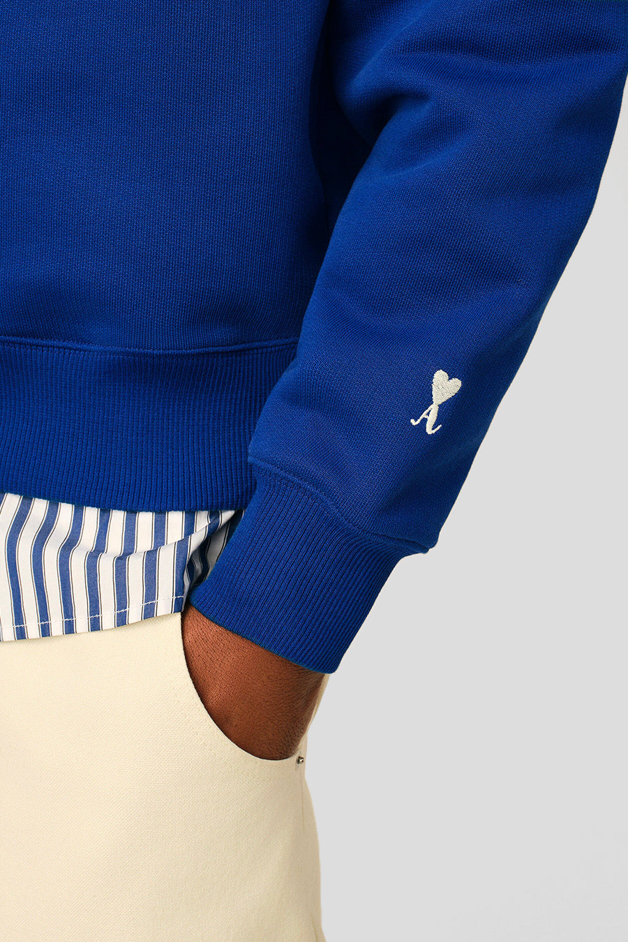 AMI PARIS - BLUE THANK YOU FOR BEING A FRIEND ZIPPED SWEATER - LE LABO STORE