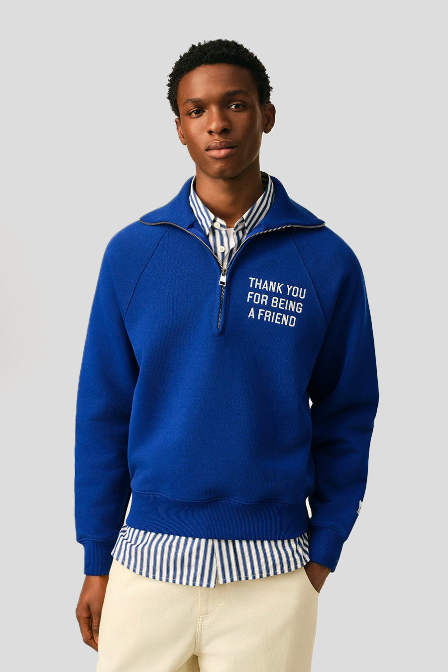 AMI PARIS - BLUE THANK YOU FOR BEING A FRIEND ZIPPED SWEATER - LE LABO STORE
